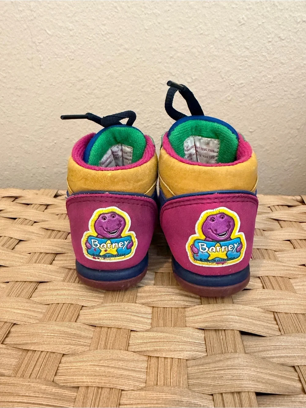 Y2K Barney Colorblock Kids High-Top Sneakers size 7